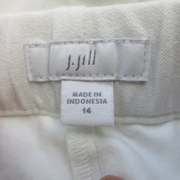 J Jill Women's Pants 14 White Cotton Blend Pleated Stretch Minimalist Beach 432 - Picture 3 of 14